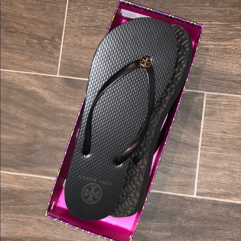 NWT Tory Burch Black Flip Flops- Size 9